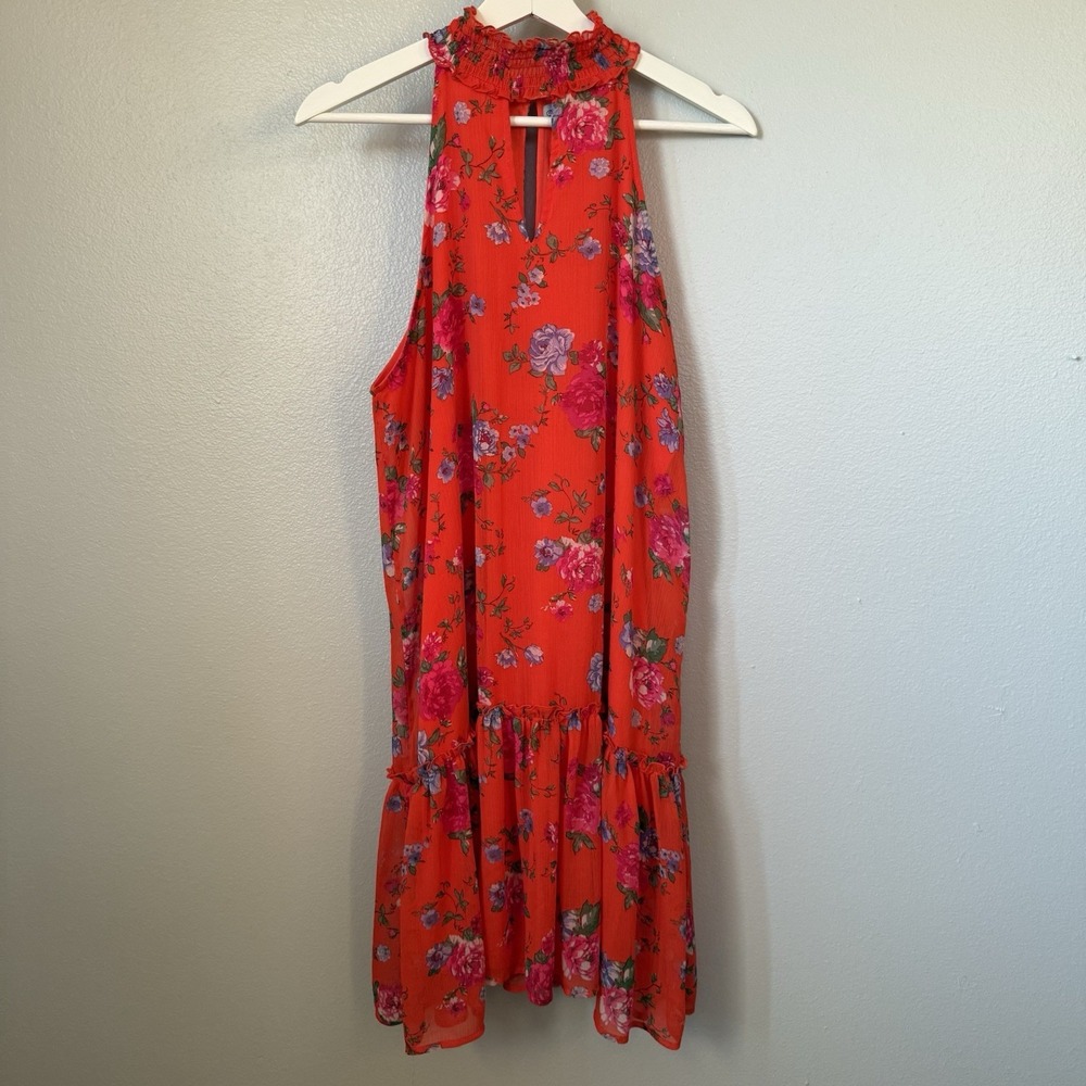 ABSOLUTELY FAMOUS Womens Medium‎ Sleeveless Floral Keyhole Neck Sun Dress